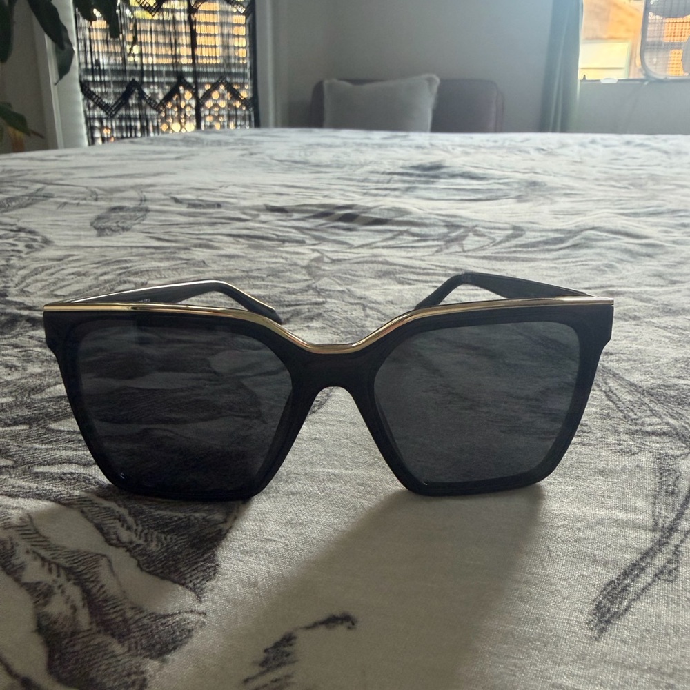 Quay Black Oversized Women's Sunglasses with Gold Trim